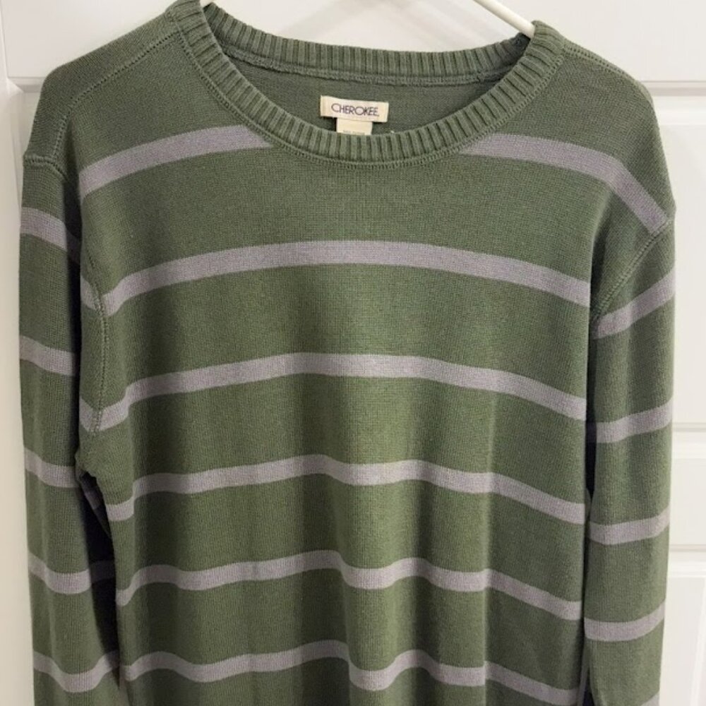 SOLD x Cherokee Green & Grey Striped Sweater
